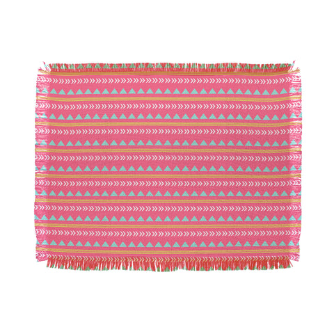Allyson Johnson Pink Native Aztec Throw Blanket