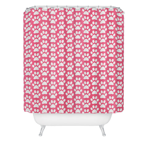 Allyson Johnson Pink Paw Prints Shower Curtain