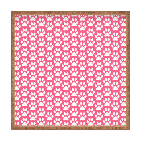 Allyson Johnson Pink Paw Prints Square Tray