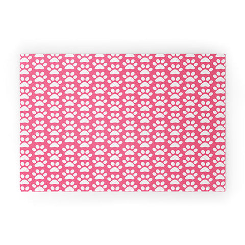 Allyson Johnson Pink Paw Prints Welcome Mat