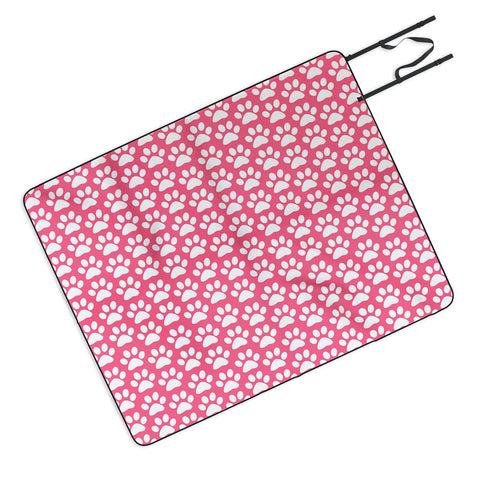 Allyson Johnson Pink Paw Prints Picnic Blanket