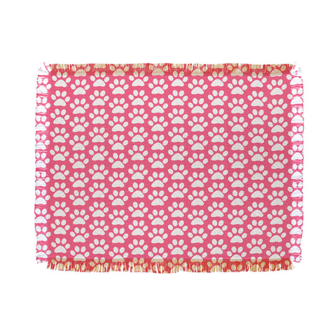 Allyson Johnson Pink Paw Prints Throw Blanket