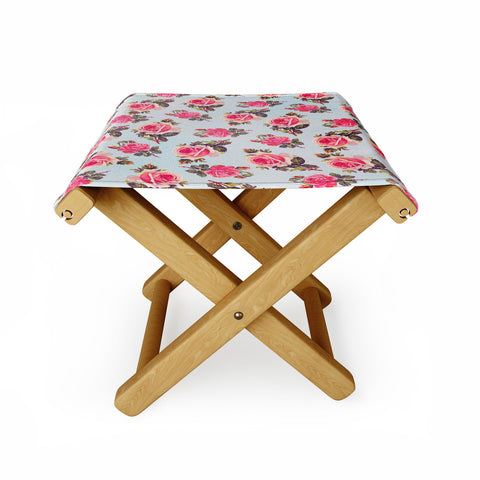 Allyson Johnson Pink Roses Folding Stool