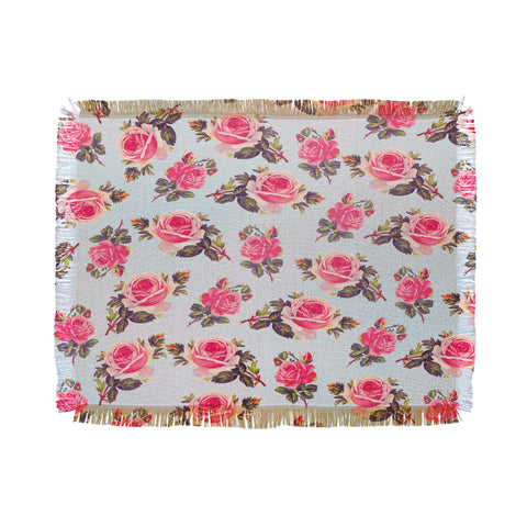Allyson Johnson Pink Roses Throw Blanket
