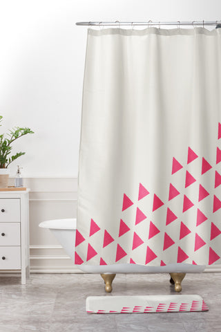 Allyson Johnson Pink Triangles Shower Curtain And Mat
