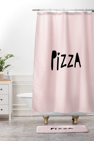 Allyson Johnson Pizza Pink Shower Curtain And Mat