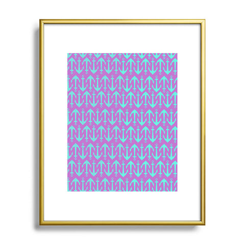 Allyson Johnson Purple Anchors Metal Framed Art Print
