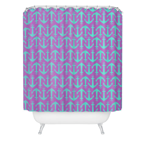 Allyson Johnson Purple Anchors Shower Curtain