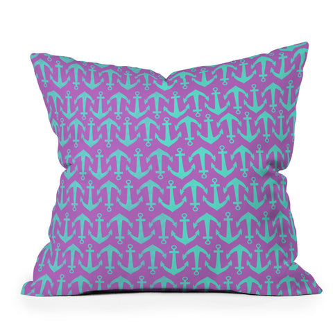 Allyson Johnson Purple Anchors Throw Pillow