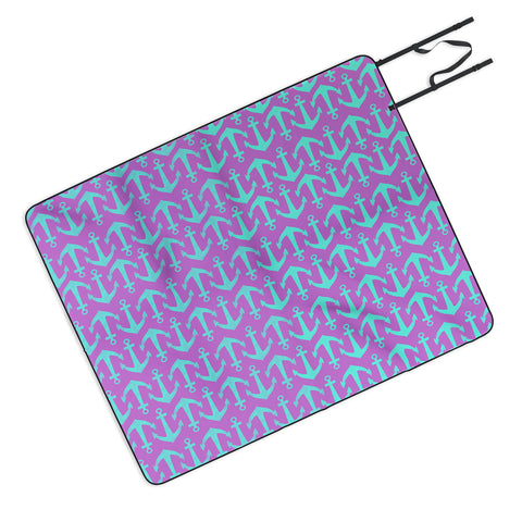 Allyson Johnson Purple Anchors Picnic Blanket