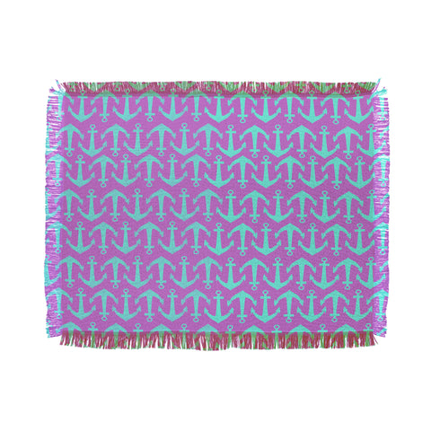 Allyson Johnson Purple Anchors Throw Blanket