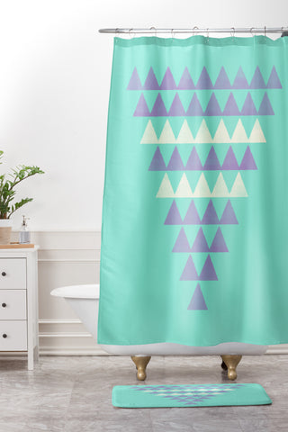 Allyson Johnson Purple Triangles Shower Curtain And Mat