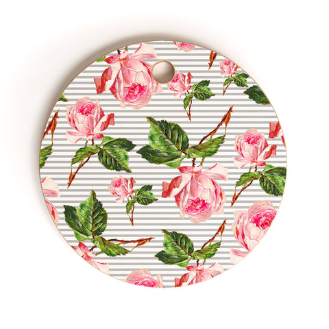 Allyson Johnson Roses and stripes Cutting Board Round
