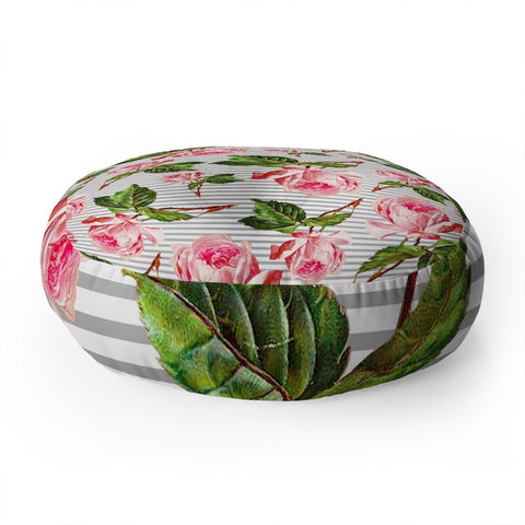 Allyson Johnson Roses and stripes Floor Pillow Round