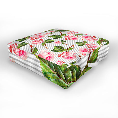 Allyson Johnson Roses and stripes Outdoor Floor Cushion