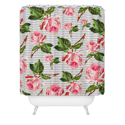 Allyson Johnson Roses and stripes Shower Curtain