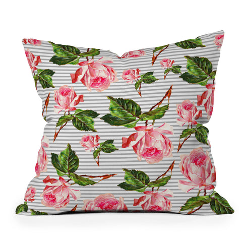 Allyson Johnson Roses and stripes Throw Pillow