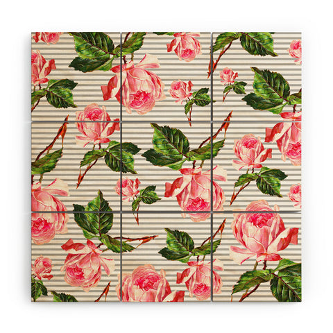 Allyson Johnson Roses and stripes Wood Wall Mural