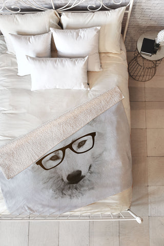 Allyson Johnson Smart Wolf Fleece Throw Blanket