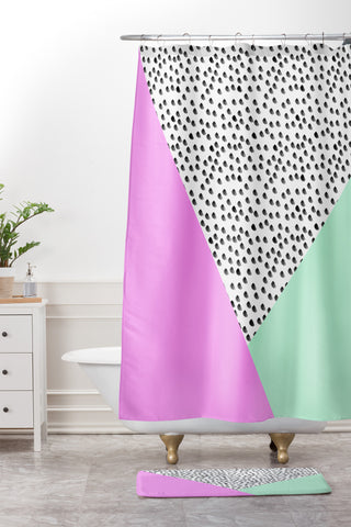 Allyson Johnson Spotted Modern Shower Curtain And Mat