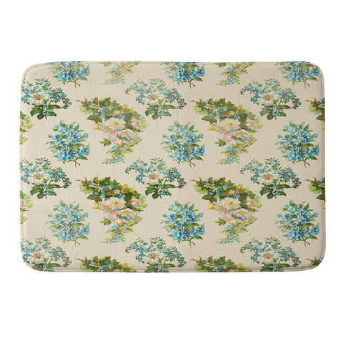 Allyson Johnson Spring Blue Floral Memory Foam Bath Mat