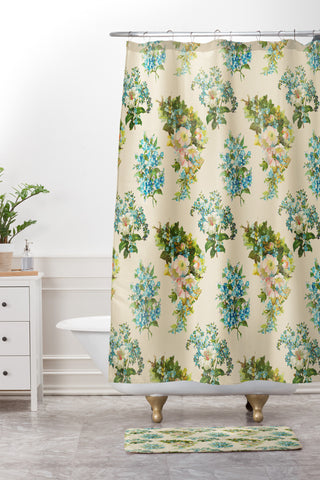 Allyson Johnson Spring Blue Floral Shower Curtain And Mat