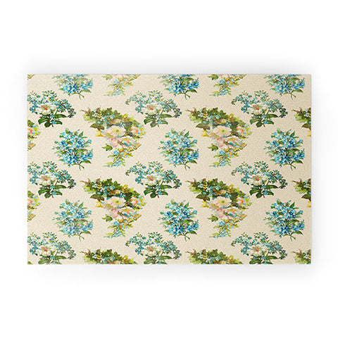 Allyson Johnson Spring Blue Floral Welcome Mat