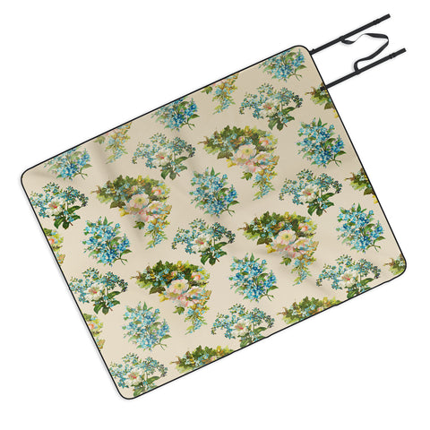 Allyson Johnson Spring Blue Floral Picnic Blanket