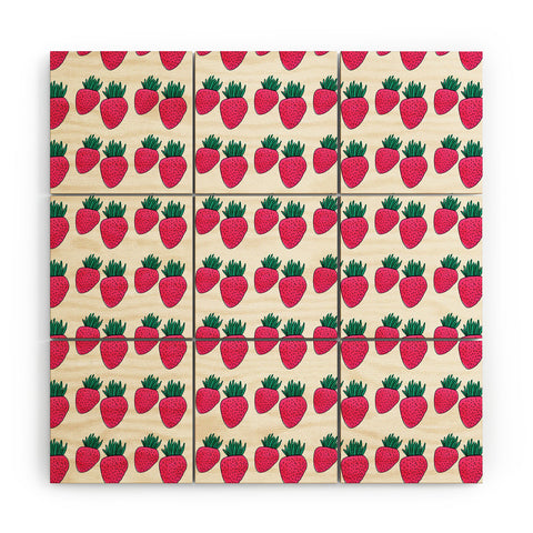 Allyson Johnson Strawberries And Cream Wood Wall Mural