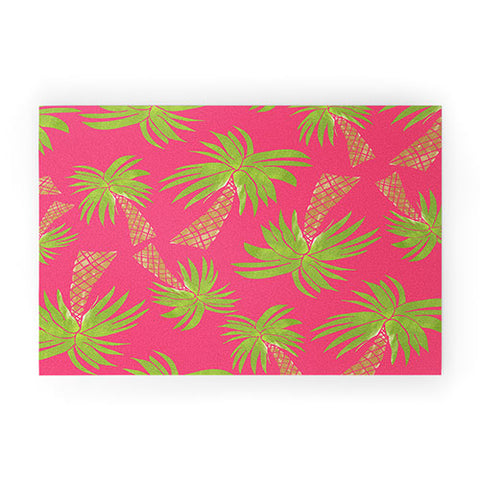 Allyson Johnson Summer Palm Trees Pink Welcome Mat