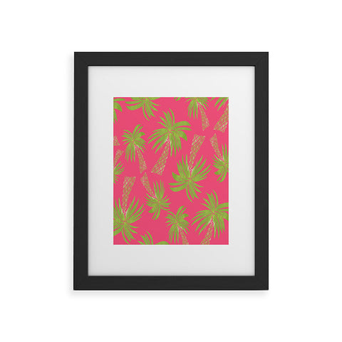 Allyson Johnson Summer Palm Trees Pink Framed Art Print