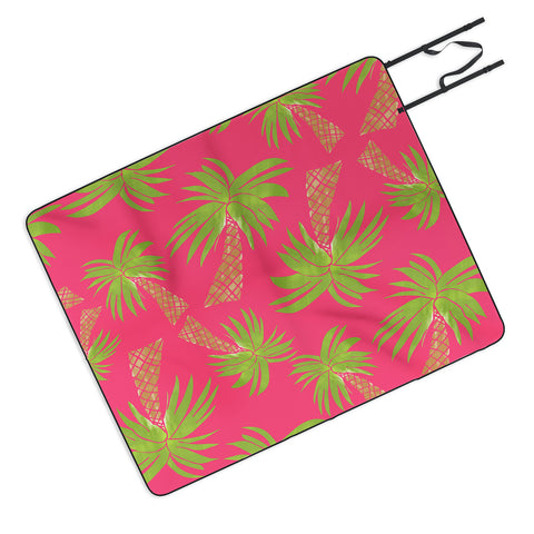 Allyson Johnson Summer Palm Trees Pink Picnic Blanket