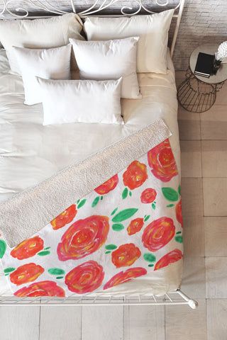 Allyson Johnson Summer roses Fleece Throw Blanket