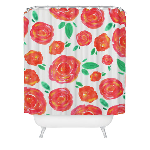 Allyson Johnson Summer roses Shower Curtain