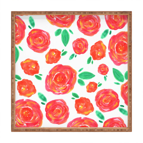Allyson Johnson Summer roses Square Tray