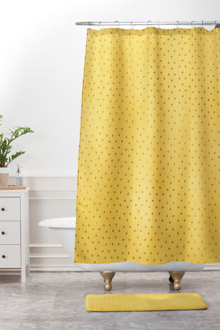 Allyson Johnson Sunny Yellow Dots Shower Curtain And Mat