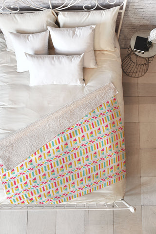 Allyson Johnson Super Bright Aztec Fleece Throw Blanket