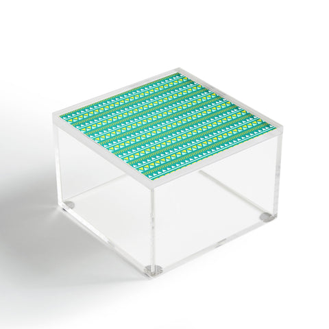 Allyson Johnson Teal And Yellow Aztec Acrylic Box