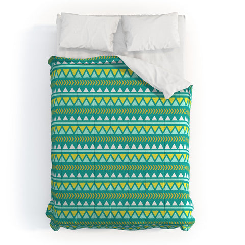 Allyson Johnson Teal And Yellow Aztec Comforter