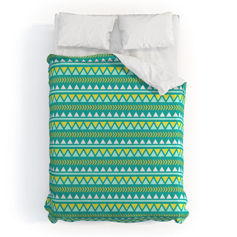 Allyson Johnson Teal And Yellow Aztec Duvet Cover
