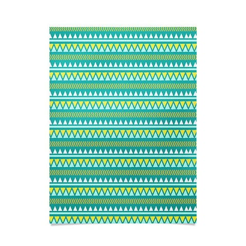 Allyson Johnson Teal And Yellow Aztec Poster
