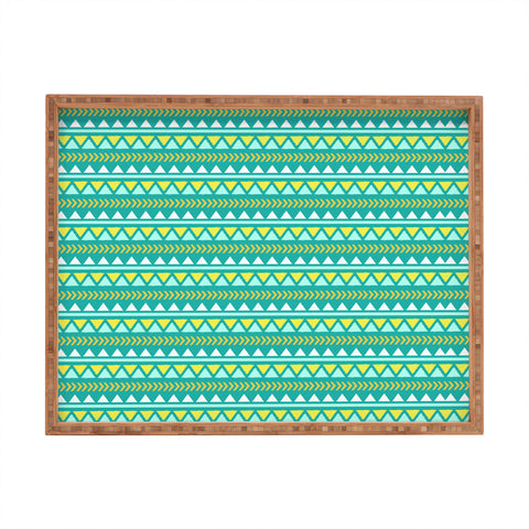 Allyson Johnson Teal And Yellow Aztec Rectangular Tray