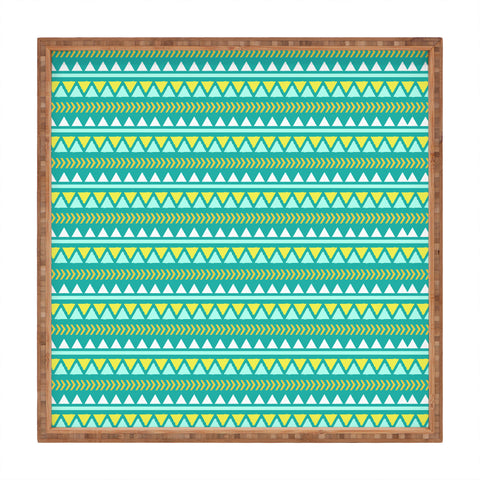 Allyson Johnson Teal And Yellow Aztec Square Tray
