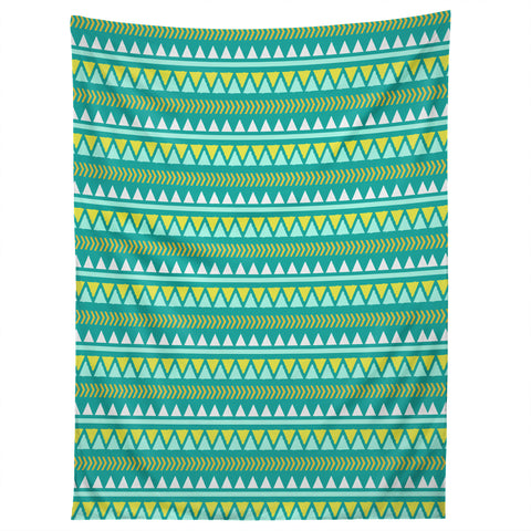 Allyson Johnson Teal And Yellow Aztec Tapestry