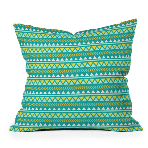 Allyson Johnson Teal And Yellow Aztec Throw Pillow