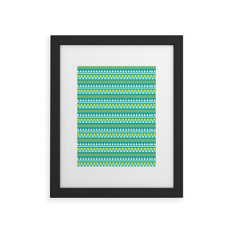 Allyson Johnson Teal And Yellow Aztec Framed Art Print