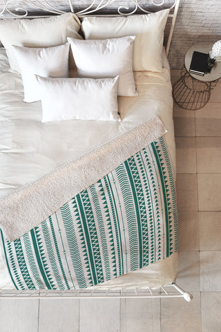 Allyson Johnson Teal Aztec Fleece Throw Blanket