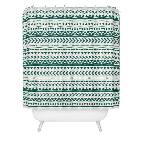 Allyson Johnson Teal Aztec Shower Curtain