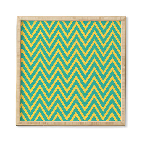 Allyson Johnson Teal Chartreuse Chevron Framed Wall Art