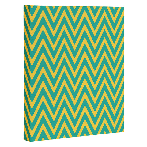 Allyson Johnson Teal Chartreuse Chevron Art Canvas